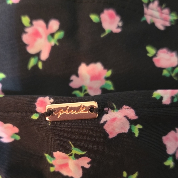 PINK Victoria's Secret Floral Two Piece With Swim Skirt Set - Black and Pink - Picture 2 of 3